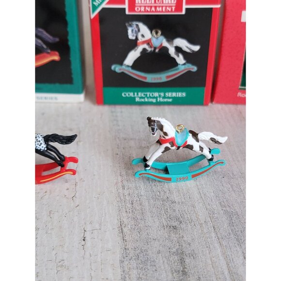 Hallmark vintage miniature rocking horse ornament Xmas set - Picture 2 of 6